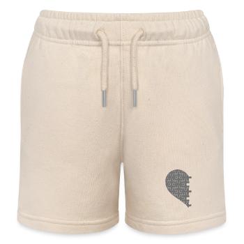 Couples assortis demi coeur Saint Valentin gris 2 - Short de jogging enfant bio Stanley/Stella - écru doux - Devant