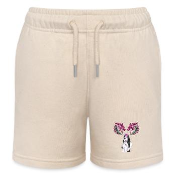 Girl Woman Dragon Fantasy Fable Mythical Creature - Kids Organic Sweat Shorts by Stanley/Stella - soft Ecru - Front