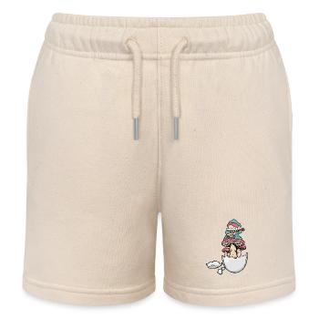 Coquille d’œuf nain Gnome Gnome Fantasy oeuf champignons - Short de jogging enfant bio Stanley/Stella - écru doux - Devant
