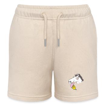 Horse, Summer, Ice Cream, Hunger, Snacking, Refreshment - Kids Organic Sweat Shorts by Stanley/Stella - soft Ecru - Front