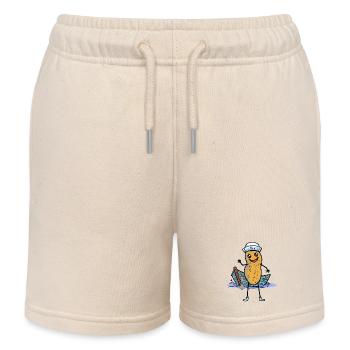Maritime Peanut Sailor Boat Ahoy Captain - Kids Organic Sweat Shorts by Stanley/Stella - soft Ecru - Front
