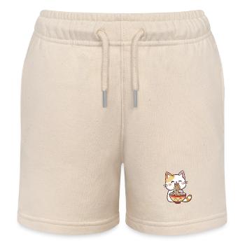 Cat Noodles Ramen in Kawaii - Kids Organic Sweat Shorts by Stanley/Stella - soft Ecru - Front