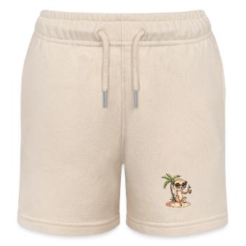 Meerkat Summer Holiday - Kids Organic Sweat Shorts by Stanley/Stella - soft Ecru - Front