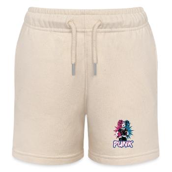 Punk Girl mit rosa und blauen Haaren Retro Style - Kinder Organic Joggingshorts Mini Bolter von Stanley/Stella - Natur - Vorne