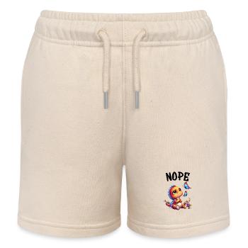Dinosaur Saying Nope for Boys and Girls - Kids Organic Sweat Shorts by Stanley/Stella - soft Ecru - Front
