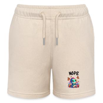 Dinosaur Saying Nope for Boys and Girls - Kids Organic Sweat Shorts by Stanley/Stella - soft Ecru - Front