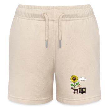 Sunflower Peanut Horse Travel Camping Peanuts - Kids Organic Sweat Shorts by Stanley/Stella - soft Ecru - Front