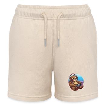 Faultier gaming Retro - Kinder Organic Joggingshorts Mini Bolter von Stanley/Stella - Natur - Vorne