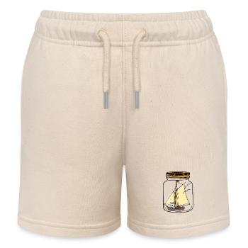 Segelschiff Segeln Flaschenpost Grüße Katze - Kinder Organic Joggingshorts Mini Bolter von Stanley/Stella - Natur - Vorne