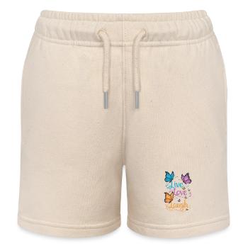 Inspirierender Live Love Laugh Schmetterling - Kinder Organic Joggingshorts Mini Bolter von Stanley/Stella - Natur - Vorne
