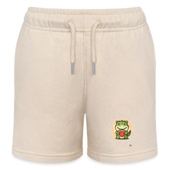 süßes Alligator Krokodil mit Herz und Liebe - Kinder Organic Joggingshorts Mini Bolter von Stanley/Stella - Natur - Vorne