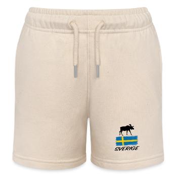 Sverige Moose Flag Sweden Sticker Souvenir - Kids Organic Sweat Shorts by Stanley/Stella - soft Ecru - Front