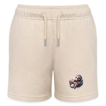 Liebenswertes Faultier isst Eiscreme-Tüte - Kinder Organic Joggingshorts Mini Bolter von Stanley/Stella - Natur - Vorne