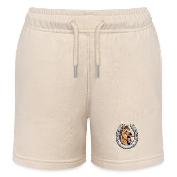 Pferd Lacht und Zeigt Zähne mit Hufeisen - Kinder Organic Joggingshorts Mini Bolter von Stanley/Stella - Natur - Vorne