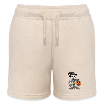 Squelette mignon avec citrouille lanterne Halloween - Short de jogging enfant bio Stanley/Stella - écru doux - Devant