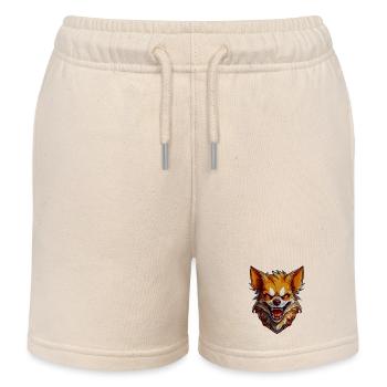 Wild angry pugnacious combative Chihuahua - Kids Organic Sweat Shorts by Stanley/Stella - soft Ecru - Front