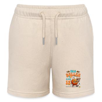 Basketball 12th Birthday Children's Birthday Party - Kids Organic Sweat Shorts by Stanley/Stella - soft Ecru - Front
