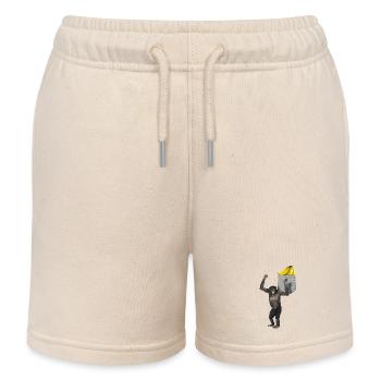 Schimpanse greift nach Banane In Ihrer Fake-Tasche - Kinder Organic Joggingshorts Mini Bolter von Stanley/Stella - Natur - Vorne