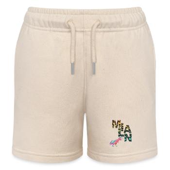 MILAN - Schöner Jungen Name mit Dinosaurier - Kinder Organic Joggingshorts Mini Bolter von Stanley/Stella - Natur - Vorne