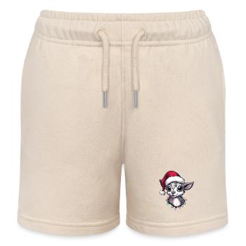 Alpaca Christmas - Kids Organic Sweat Shorts by Stanley/Stella - soft Ecru - Front