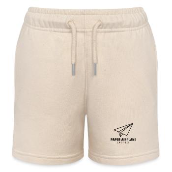 Paper Airplane Saying Joke Paper Airplane Gift - Kids Organic Sweat Shorts by Stanley/Stella - soft Ecru - Front