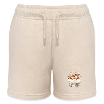 Official Sleep Shirt Monkey Monkey Pair - Kids Organic Sweat Shorts by Stanley/Stella - soft Ecru - Front