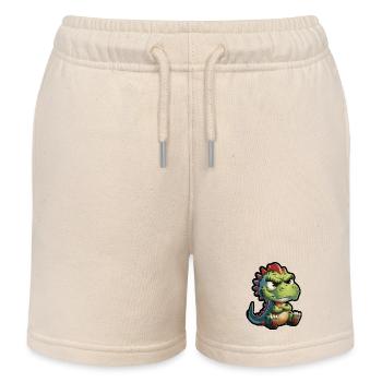 Grummeliger Dino – Lustiges Cartoon-Motiv - Kinder Organic Joggingshorts Mini Bolter von Stanley/Stella - Natur - Vorne