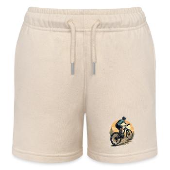 Mountainbiker fährt in Richtung Sonne und Wald - Kinder Organic Joggingshorts Mini Bolter von Stanley/Stella - Natur - Vorne