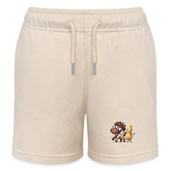 verrücktes lustiges Pferd Erdnuss Pferde Nuss - Kinder Organic Joggingshorts Mini Bolter von Stanley/Stella - Natur - Vorne