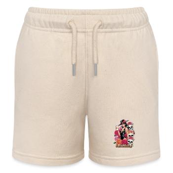 Stilvolle Frau mit Kaffee und Blumenkunst - Kinder Organic Joggingshorts Mini Bolter von Stanley/Stella - Natur - Vorne