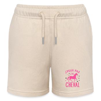 J'Peux Pas J'Ai Cheval Rose, fleur - Short de jogging enfant bio Stanley/Stella - écru doux - Devant