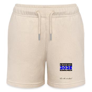 Communion 2025 Guest Book Gift Girls Boys - Kids Organic Sweat Shorts by Stanley/Stella - soft Ecru - Front
