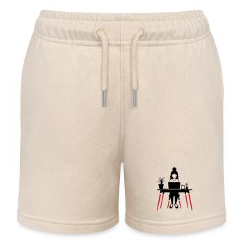Learning Woman Computer Job - Kids Organic Sweat Shorts by Stanley/Stella - soft Ecru - Front