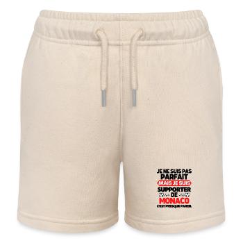Je ne suis pas parfait je suis supporter de Monaco - Short de jogging enfant bio Stanley/Stella - écru doux - Devant