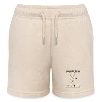 Make Peace Not War Minimalist Art - Kids Organic Sweat Shorts by Stanley/Stella - soft Ecru - Front