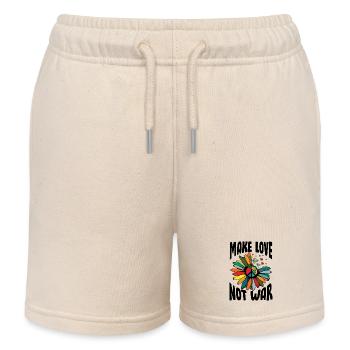 Faites l’amour pas la guerre Flower Power Hippie - Short de jogging enfant bio Stanley/Stella - écru doux - Devant