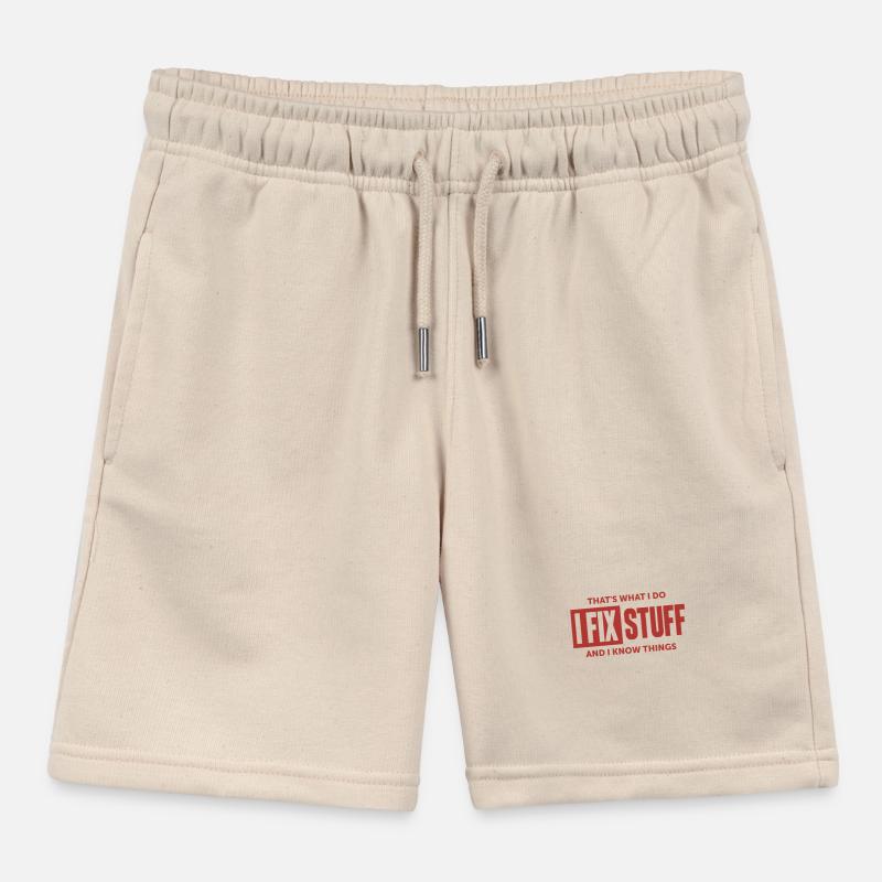 That's What I Do I Fix Stuff And I Know Things Kids Organic Sweat Shorts by Stanley/Stella