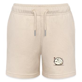 Prickly cute, a hedgehog with a heart - Kids Organic Sweat Shorts by Stanley/Stella - soft Ecru - Front