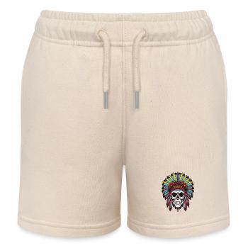 Apache Indian Chief Skull - Kids Organic Sweat Shorts by Stanley/Stella - soft Ecru - Front