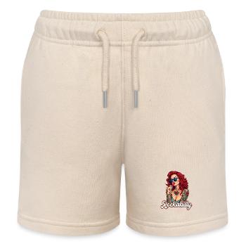 Cool Rockabilly Frau im Syle der 50er - Kinder Organic Joggingshorts Mini Bolter von Stanley/Stella - Natur - Vorne