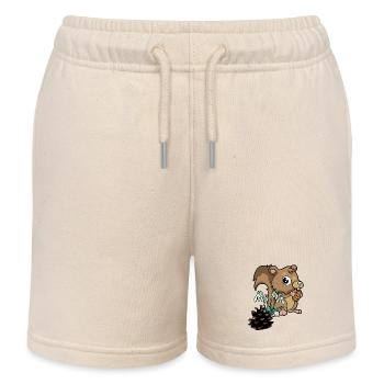 Animaux de la forêt Printemps Écureuil Perce-neige - Short de jogging enfant bio Stanley/Stella - écru doux - Devant