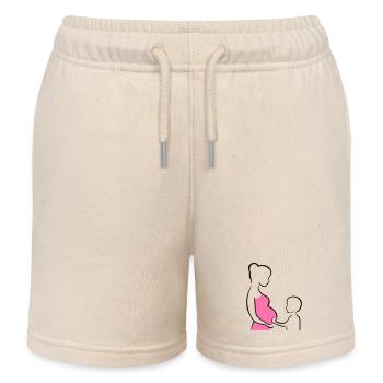 Schwangere mit Sohn Silhouette - Kinder Organic Joggingshorts Mini Bolter von Stanley/Stella - Natur - Vorne