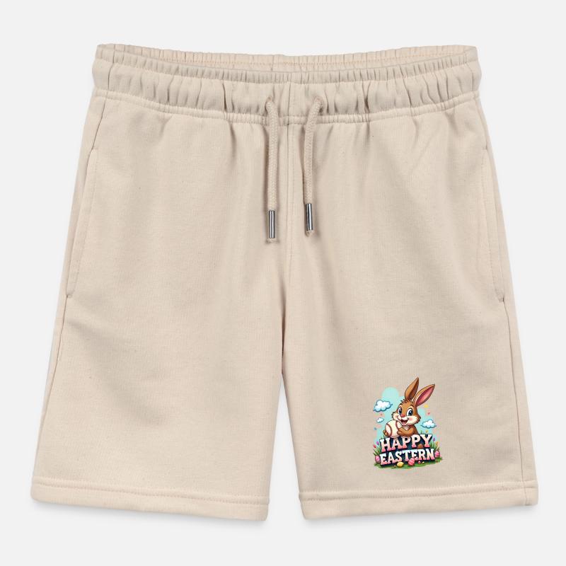 Baseball Happy Eastern Easter Bunny Sport Kids Organic Sweat Shorts by Stanley/Stella