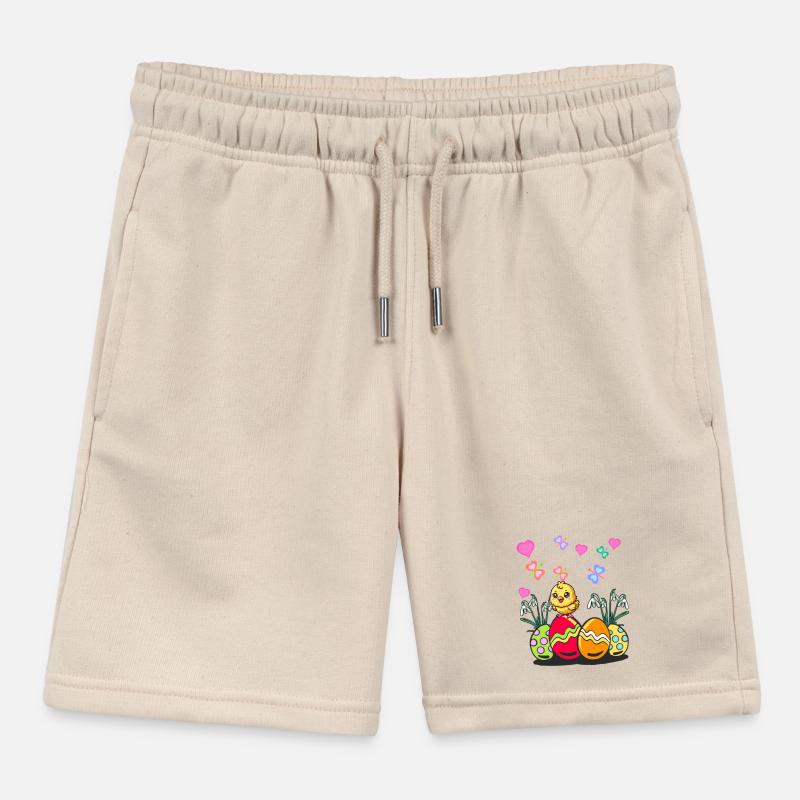 Easter Easter Spring Chick Easter Eggs Kids Organic Sweat Shorts by Stanley/Stella