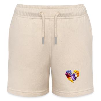 Cœur de pensées - Discours de fleur colorée - Short de jogging enfant bio Stanley/Stella - écru doux - Devant