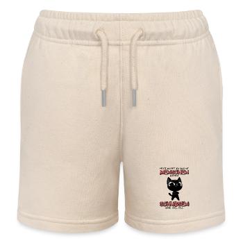 Menschen schubsen: Lustige schwarze Katze mit Plan - Kinder Organic Joggingshorts Mini Bolter von Stanley/Stella - Natur - Vorne
