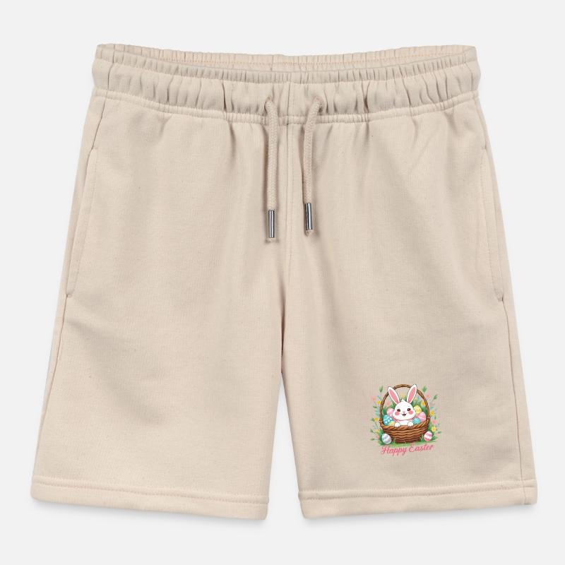 Joyeuses Pâques – Lapin mignon dans le panier de Pâques Short de jogging enfant bio Stanley/Stella