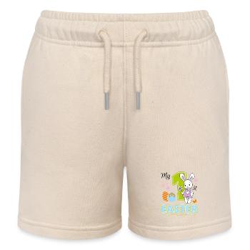 Mein erstes Osterfest. Niedliches Design mit Baby-Hase - Kinder Organic Joggingshorts Mini Bolter von Stanley/Stella - Natur - Vorne