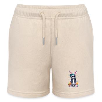 Stylish bunny with Easter basket - Kids Organic Sweat Shorts by Stanley/Stella - soft Ecru - Front