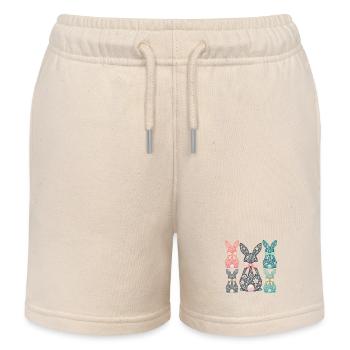 Lapin de Pâques motif floral look rétro - Short de jogging enfant bio Stanley/Stella - écru doux - Devant